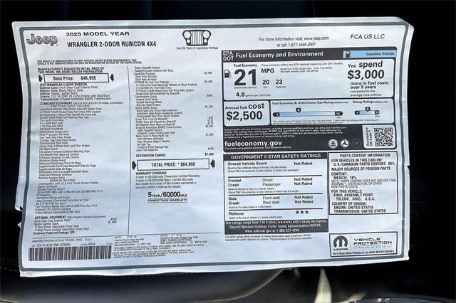 new 2025 Jeep Wrangler car, priced at $64,850