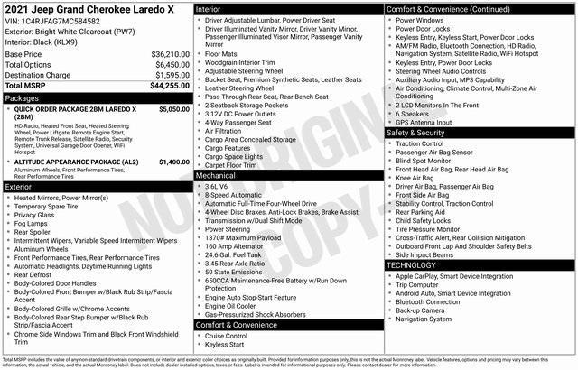 used 2021 Jeep Grand Cherokee car, priced at $21,457