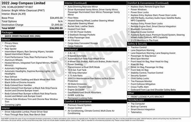 used 2022 Jeep Compass car, priced at $19,768