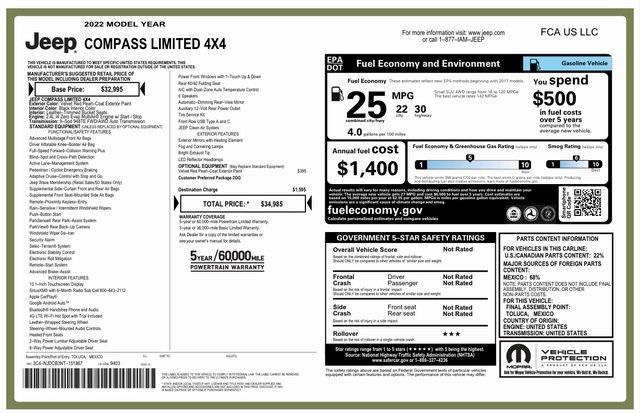used 2022 Jeep Compass car, priced at $21,897
