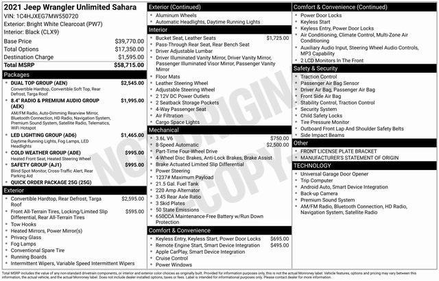 used 2021 Jeep Wrangler Unlimited car, priced at $28,986