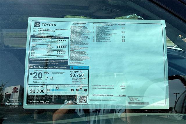 new 2024 Toyota Tundra Hybrid car, priced at $67,274