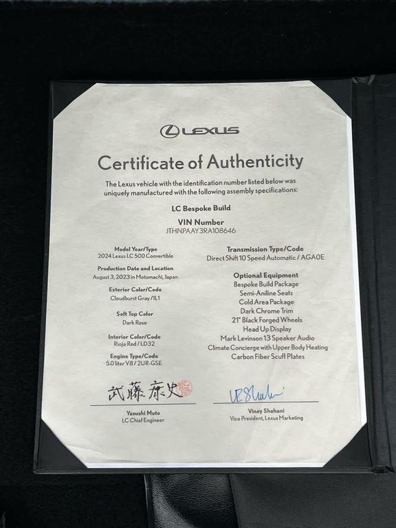 used 2024 Lexus LC 500 car, priced at $116,216