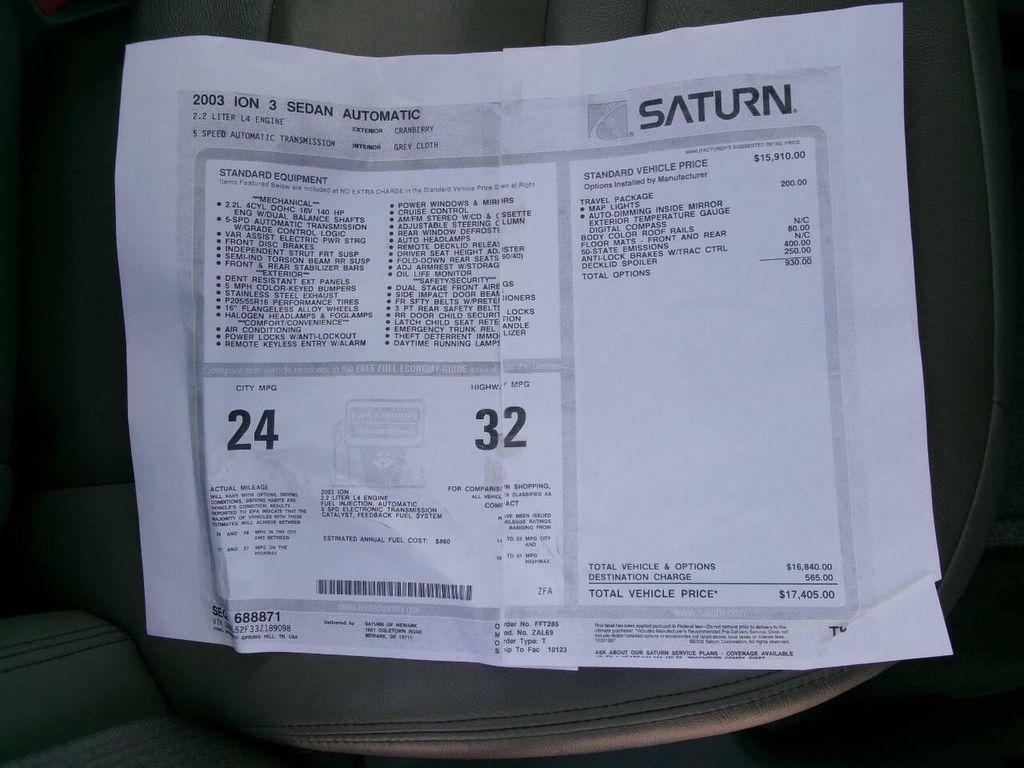 used 2003 Saturn Ion car, priced at $6,995