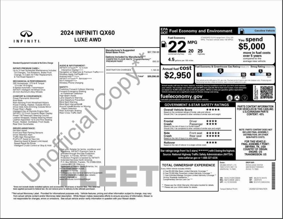 used 2024 INFINITI QX60 car, priced at $47,000