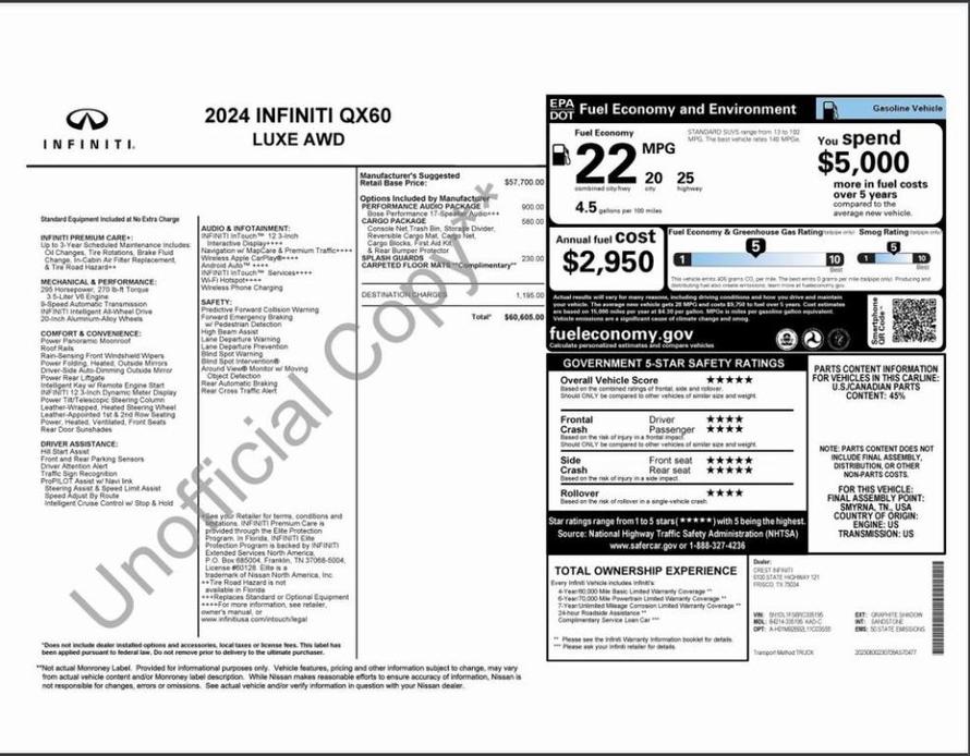used 2024 INFINITI QX60 car, priced at $43,000