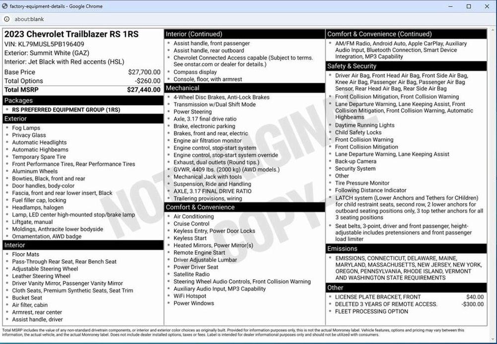 used 2023 Chevrolet TrailBlazer car, priced at $25,500