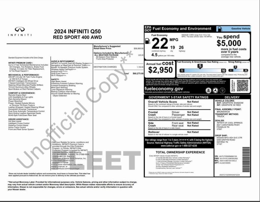 used 2024 INFINITI Q50 car, priced at $50,500