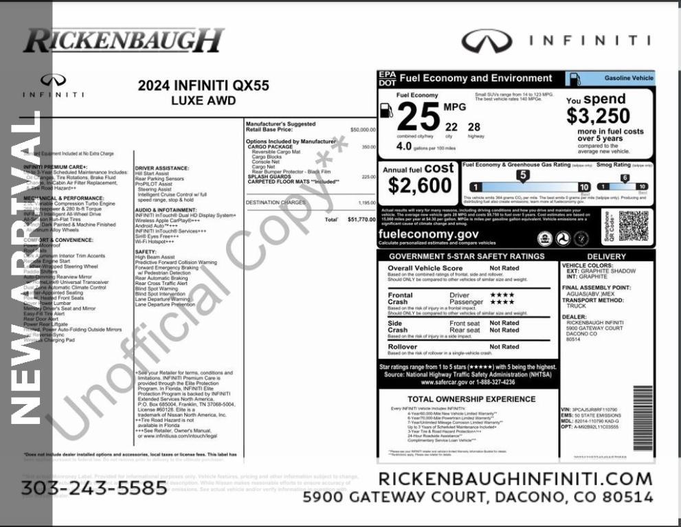 used 2024 INFINITI QX55 car, priced at $41,000