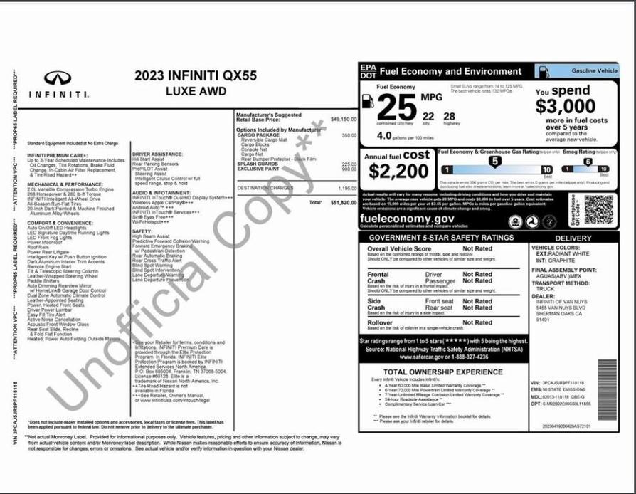 used 2023 INFINITI QX55 car, priced at $37,000