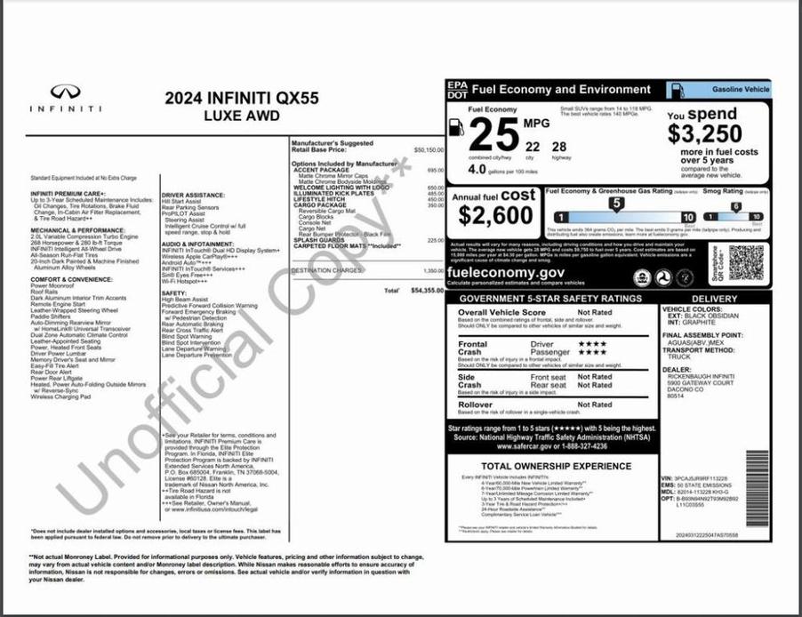 used 2024 INFINITI QX55 car, priced at $42,500