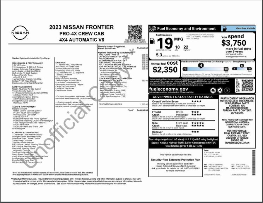 used 2023 Nissan Frontier car, priced at $35,500