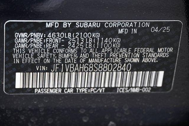 new 2025 Subaru WRX car, priced at $42,037