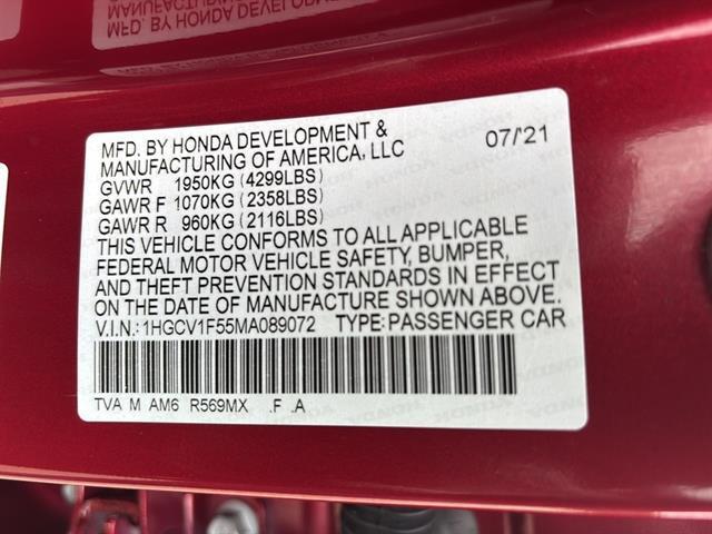 used 2021 Honda Accord car, priced at $25,500