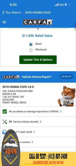 used 2010 Honda Civic car, priced at $8,900