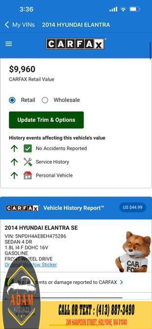 used 2014 Hyundai Elantra car, priced at $8,700