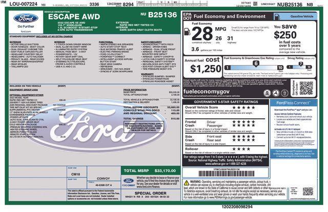 used 2022 Ford Escape car, priced at $22,630