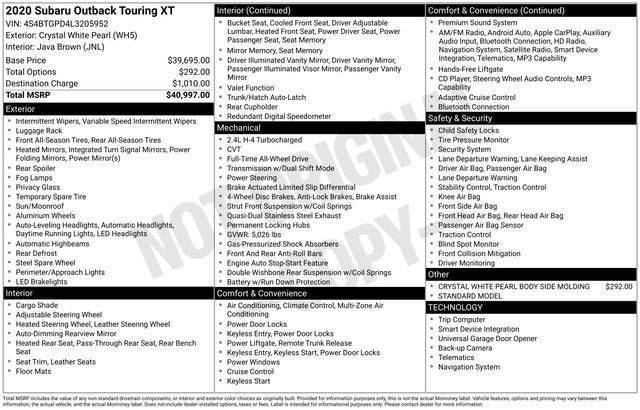 used 2020 Subaru Outback car, priced at $23,611