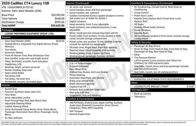 used 2020 Cadillac CT4 car, priced at $25,911