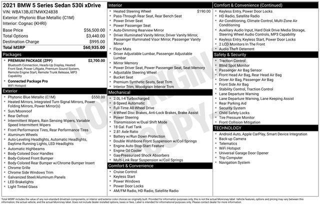 used 2021 BMW 530 car, priced at $27,330