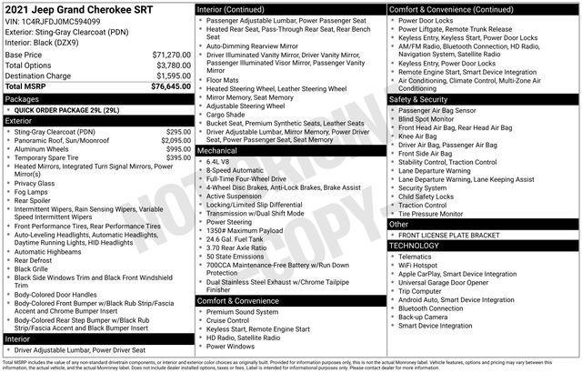 used 2021 Jeep Grand Cherokee car, priced at $49,910