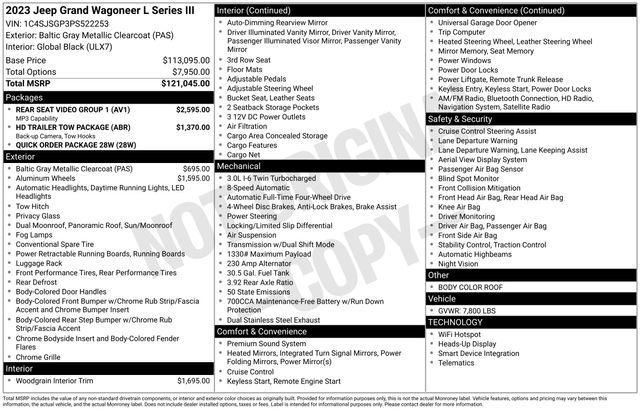 used 2023 Jeep Grand Wagoneer L car, priced at $63,180