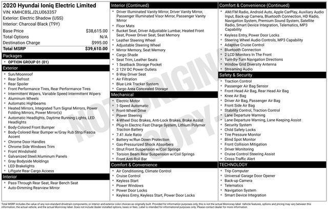 used 2020 Hyundai Ioniq EV car, priced at $15,220