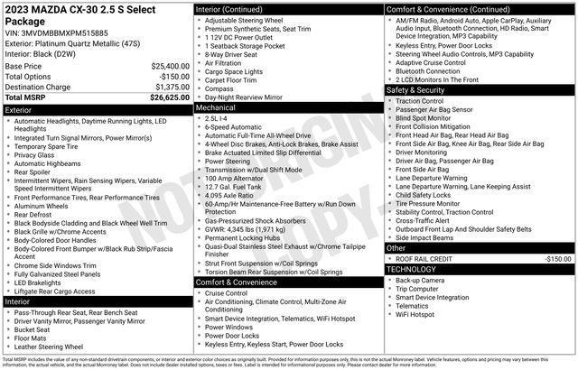 used 2023 Mazda CX-30 car, priced at $23,350