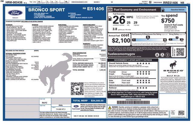 used 2024 Ford Bronco Sport car, priced at $26,720