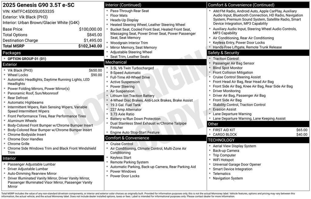 used 2025 Genesis G90 car, priced at $76,903