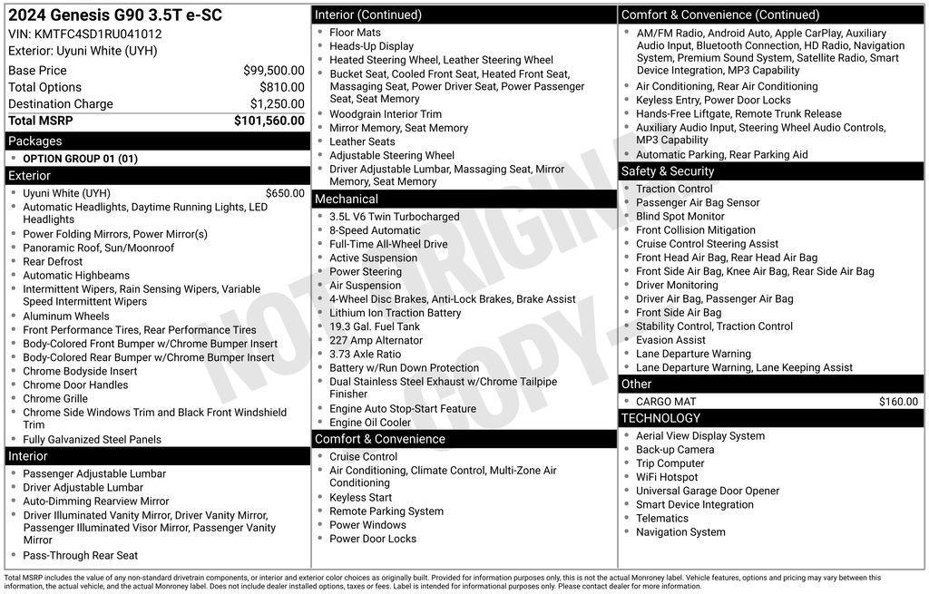 used 2024 Genesis G90 car, priced at $62,989