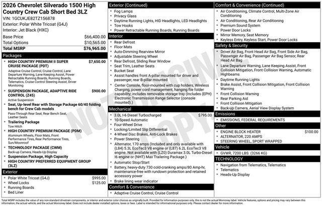 new 2026 Chevrolet Silverado 1500 car, priced at $75,210