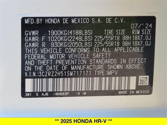 new 2025 Honda HR-V car, priced at $30,505