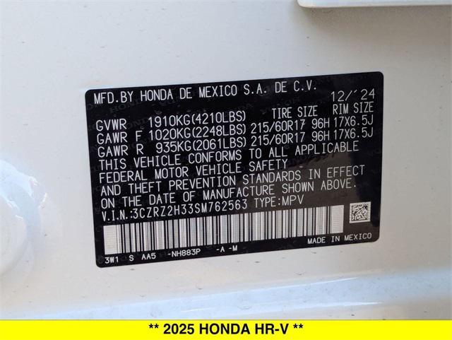 new 2025 Honda HR-V car, priced at $28,705
