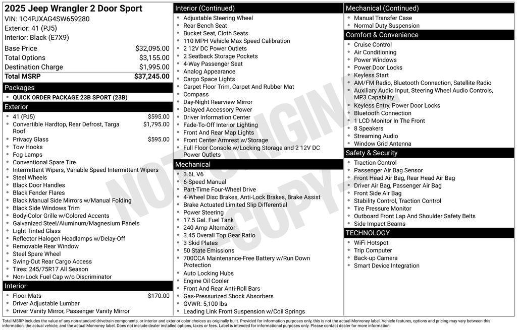 new 2025 Jeep Wrangler car, priced at $29,839