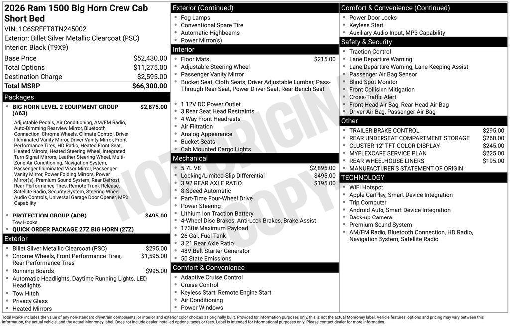 new 2026 Ram 1500 car, priced at $57,604