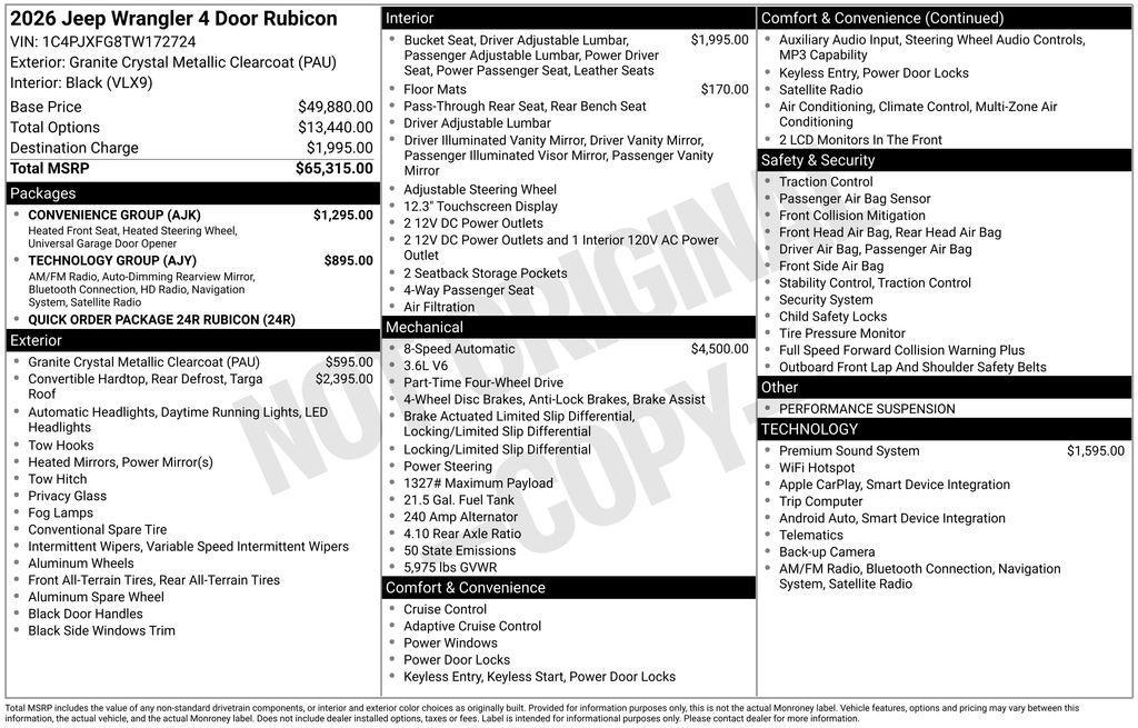 new 2026 Jeep Wrangler car, priced at $60,815