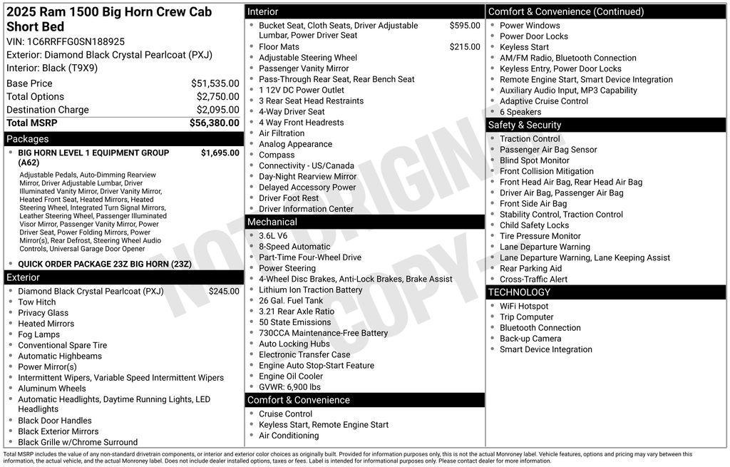 new 2025 Ram 1500 car, priced at $45,223