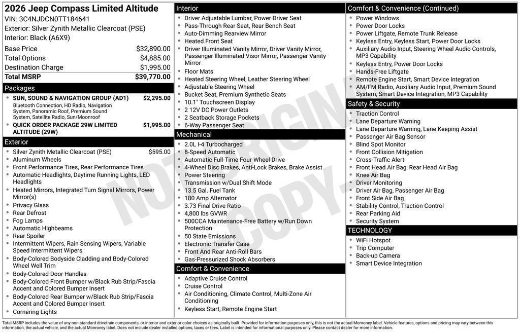 new 2026 Jeep Compass car, priced at $36,723