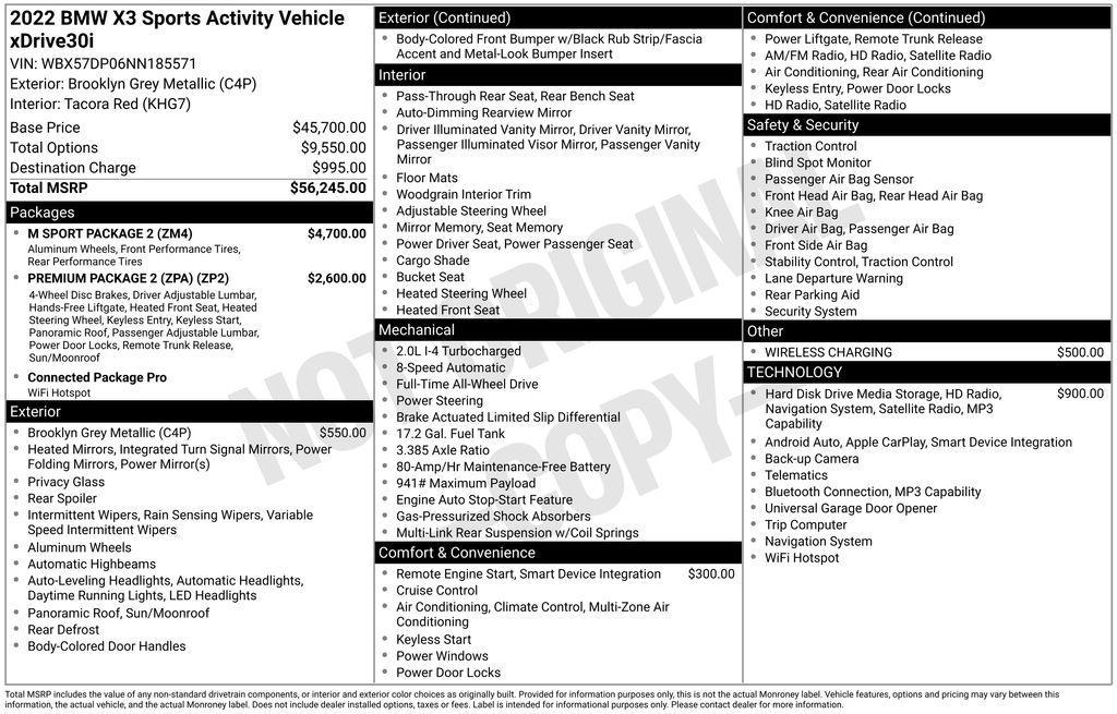 used 2022 BMW X3 car, priced at $34,000