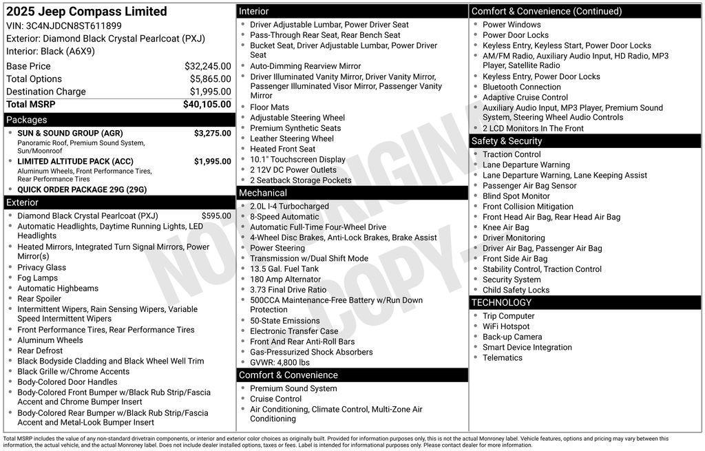 new 2025 Jeep Compass car, priced at $33,075