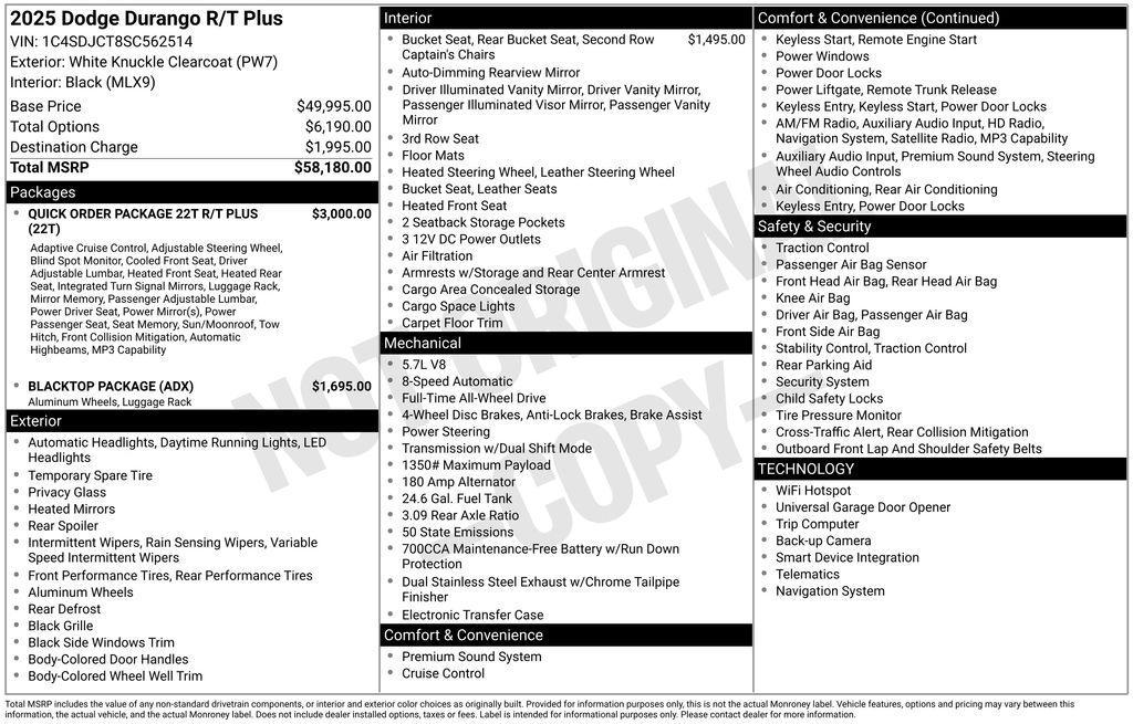 new 2025 Dodge Durango car, priced at $52,717