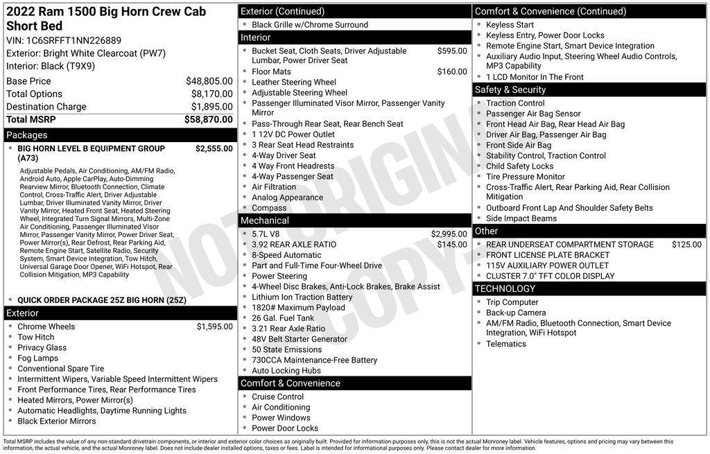 used 2022 Ram 1500 car, priced at $35,500