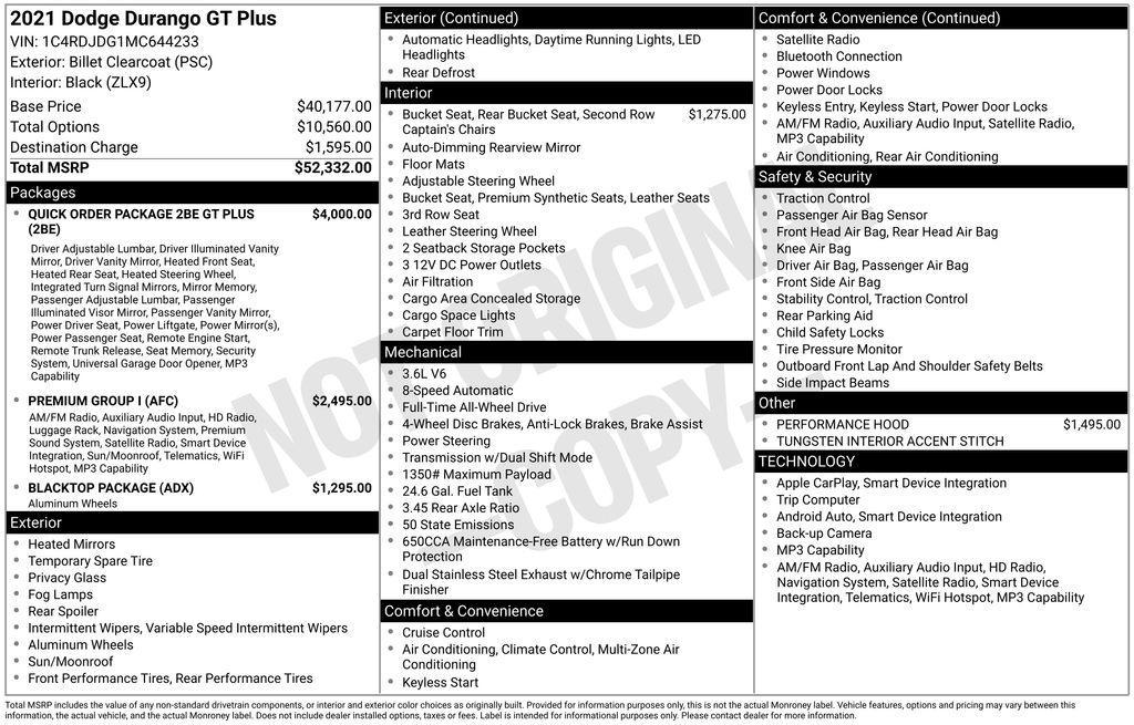 used 2021 Dodge Durango car, priced at $24,500