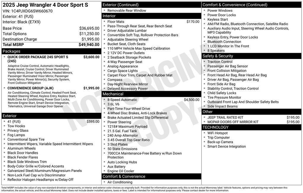new 2025 Jeep Wrangler car, priced at $39,407