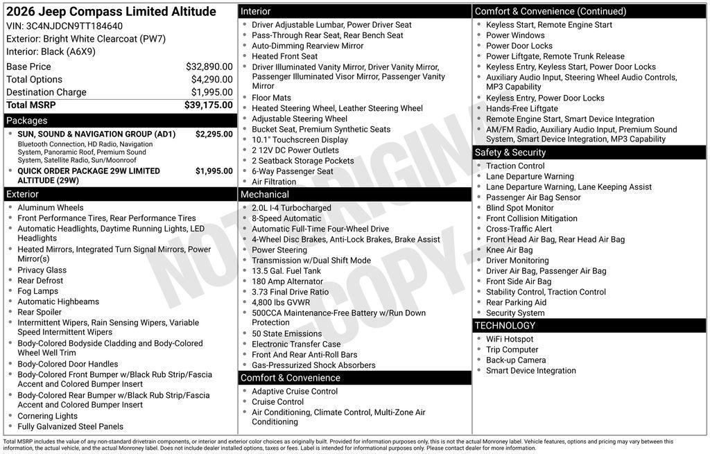 new 2026 Jeep Compass car, priced at $36,175