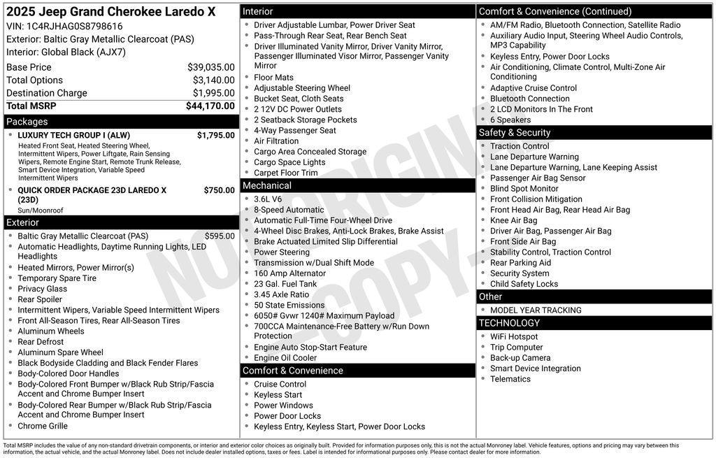 new 2025 Jeep Grand Cherokee car, priced at $38,291