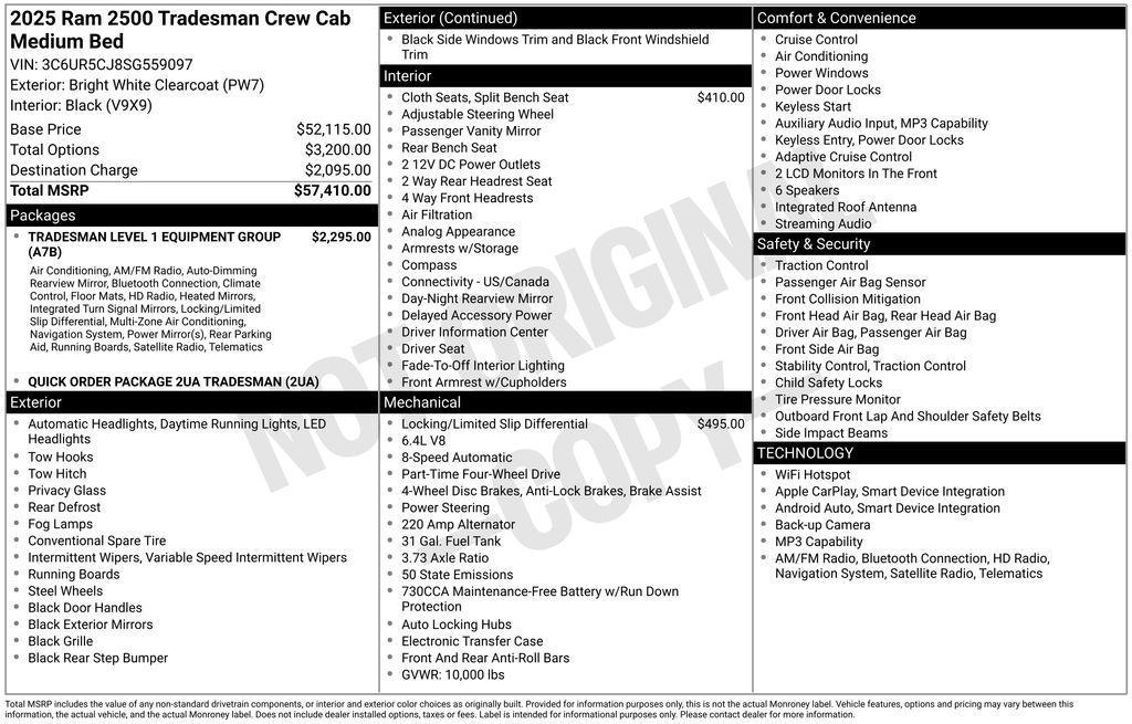 new 2025 Ram 2500 car, priced at $48,416