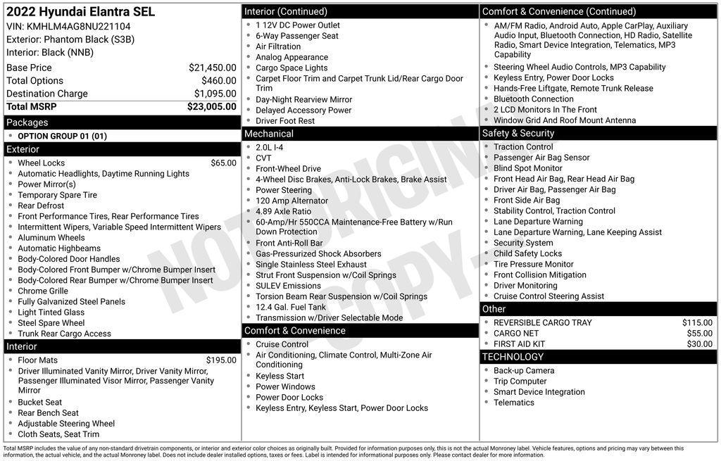 used 2022 Hyundai Elantra car, priced at $16,600