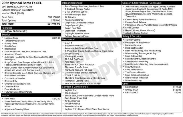 used 2022 Hyundai Santa Fe car, priced at $23,495